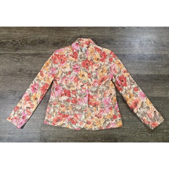 Coldwater Creek Women’s Casual Light Floral Button Up Jacket Size 6P - Picture 1 of 9